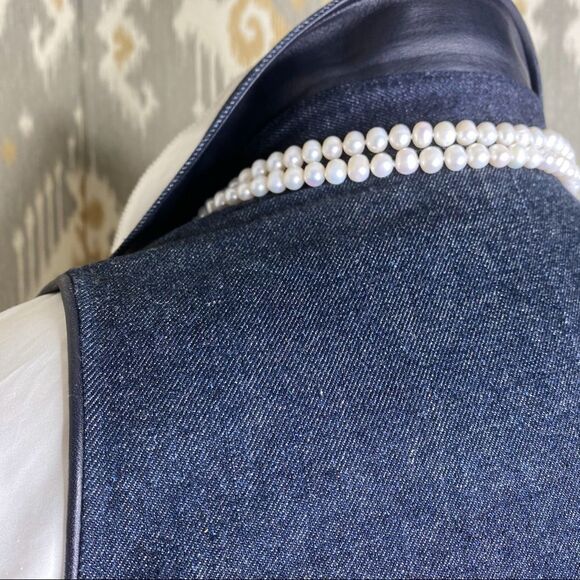 Ralph Lauren Midnight Indigo Wash Cotton Stretch Denim Lamb Leather Sheath Dress - Picture 4 of 15